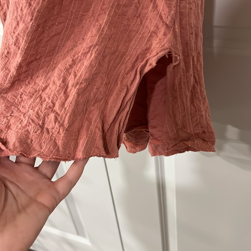 Worn Free People peach tie spaghetti strap top/tunic dress size XS - Picture 3 of 11